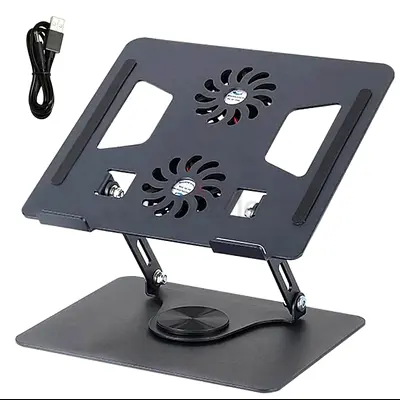 Adjustable Metal Laptop Stand with Dual Cooling Fans (USB)