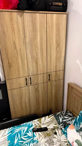Used 6-Door Wooden Wardrobe / Armoire - Light Oak Finish