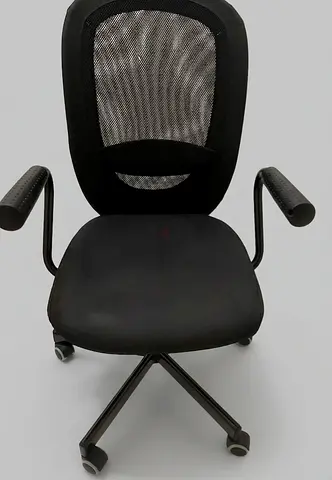Black mesh office chair with armrests  wheels