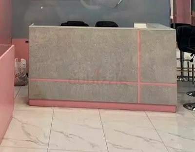 Reception Counter Front Desk in Grey marble  Pink - Good Condition and display counter available