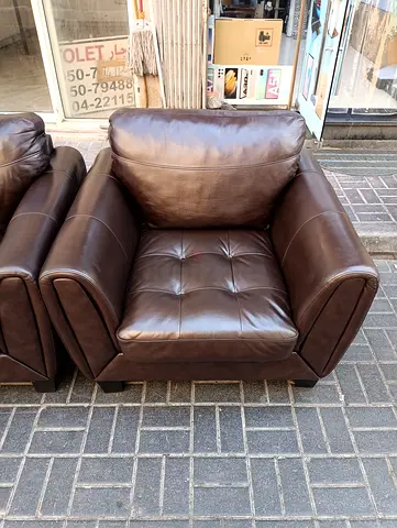 Sofa Brown Pure Leather 6 Seater