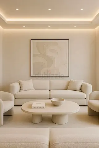 Beige Minimalist 3-Seater Sofa Set