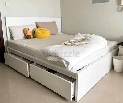 Ikea malam bed with ikea mattress king size 180 x200cm