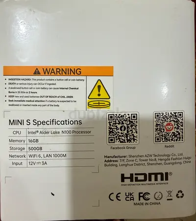 Mini S Mini-PC Intel Alder Lake N100, 16GB RAM, 500GB SSD — Barely Used