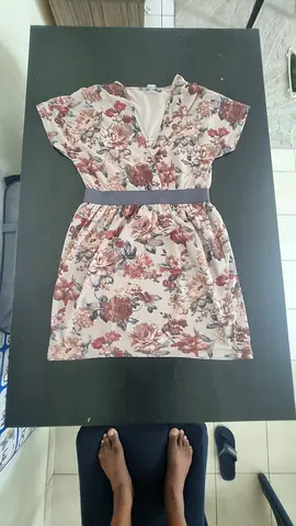 Floral Short-Sleeve Womens Dress, Size Medium (light purple)
