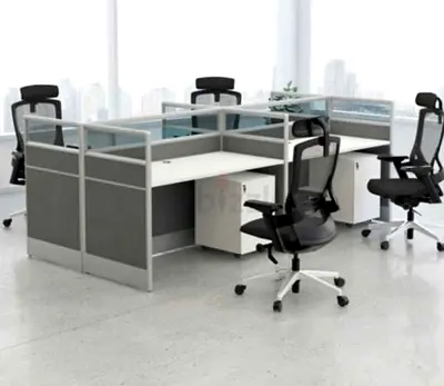 4 Seatr Office Workstation With 4 Chairs New For Sale