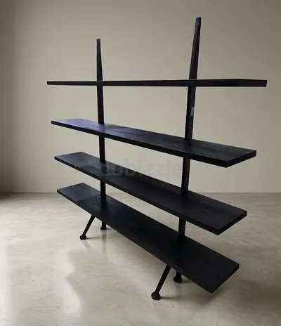 CB2 Azzurra metal and wood bookshelf