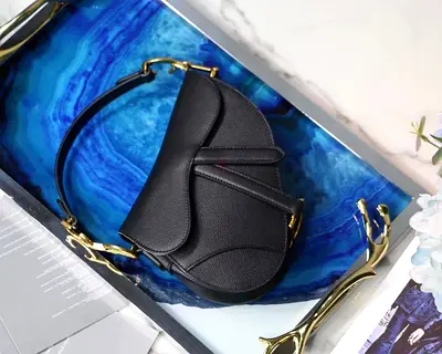 Dior Saddle Mini Bag In Black Grained Calfskin