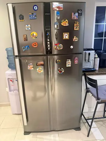 Hitachi 2-Door Stainless Steel Refrigerator - Good Condition
