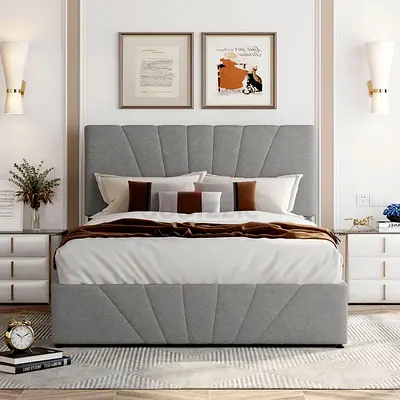 Stylish Modern Queen size bed with medical mattress Double bed family bed storage bed king size bed
