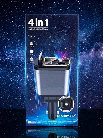 4-in-1 Car Charger (Type-C, USB, PD) — Starry Sky Design - Limited stock