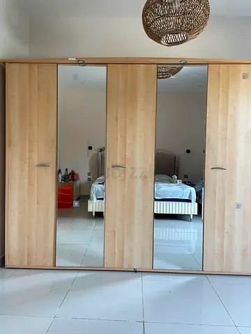 Home center 6door wardrobe with mirrors — light wood, good condition