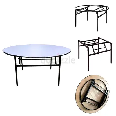 Round Folding Banquet Table with Metal Frame