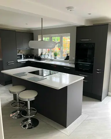 Modern grey kitchen island