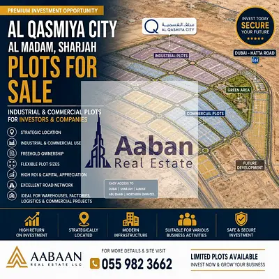 95/SQ FT 100 %Free Hold Industrial Commercial Plots for Sale investar Companies Good ROI Al Qasmiya