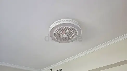 2 Ceiling LED Fans with Light - Modern Round Design, White