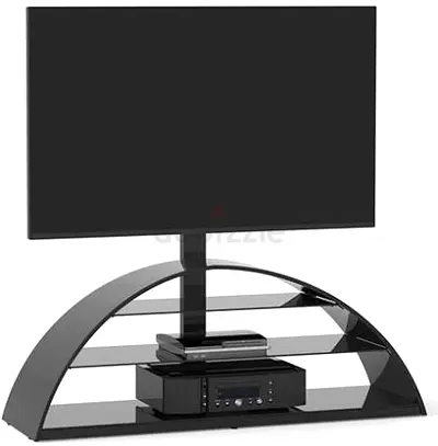 Modern Black Glass Semi-Circle TV Stand / Entertainment Unit