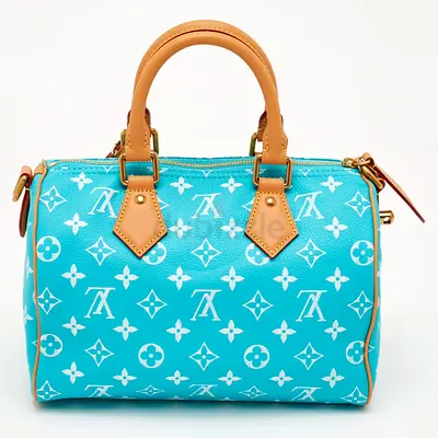 Authentic Louis Vuitton Speedy P9 Bandoulière 25 Turquoise Leather Bag