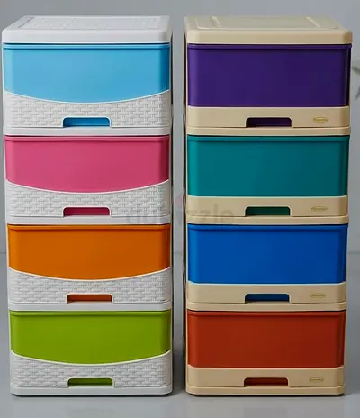 Set of Two Plastic 5-Drawer Storage Organizers