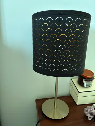 Black Cut-Out Table Lamp with Brushed Metal Base