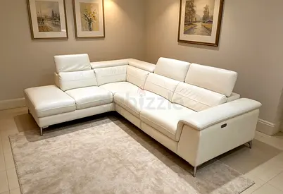Sofa Italian Leather Beige L Shape