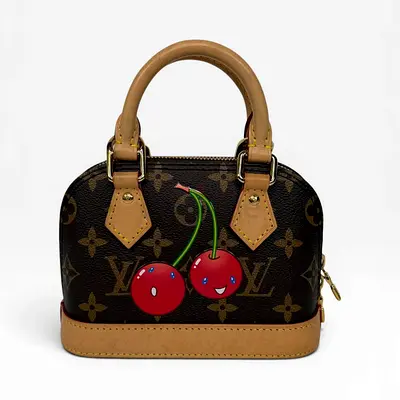 Authentic LOUIS VUITTON X TAKASHI MURAKAMI NANO ALMA CHERRY