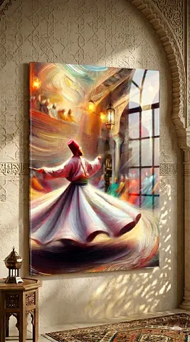 Whirling Dervish Sufi Dance Acrylic Modern Art - Framed Wall Painting