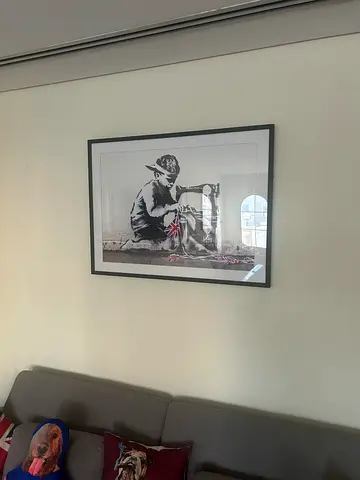 Framed Black  White Street Art Print (Banksy-style) - Large