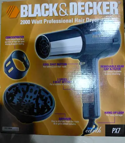 Black  Decker 2000W Professional Hair Dryer with Diffuser and Concentrator