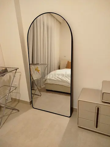 Full-length Arched Floor Mirror with Black Frame - Brand New