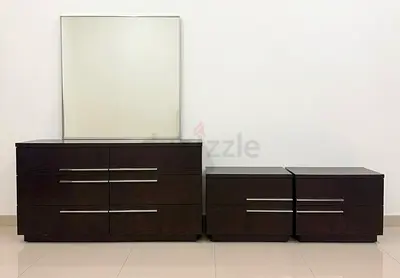 Modern Dresser with Mirror and Two Matching Side Tables - Excellent Condition
