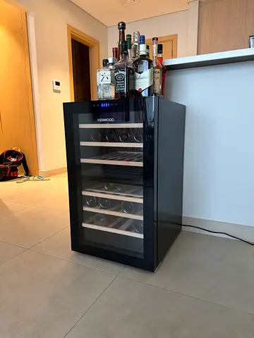 Kenwood Beverage Cooler 43 Bottles Wine Refrigerator With Dual Temperature Zone, Double Glass Door,