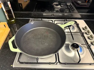 Cast Iron Skillet / Frying Pan with Handle — Good Used Condition