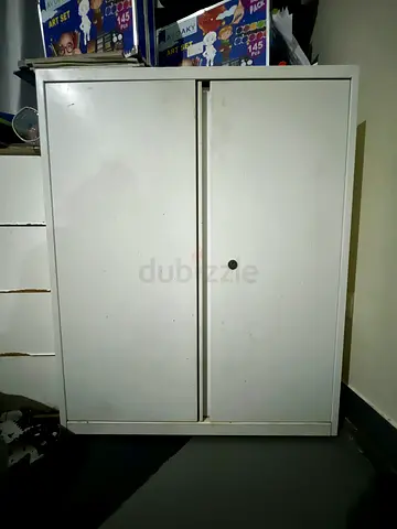 White heavy Metal Storage Cabinet with  Doors - Good Condition