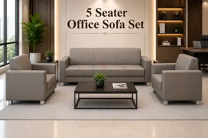 Modern 5 Seater Office Sofa Set - Grey Office Sofa Set for UAE Offices