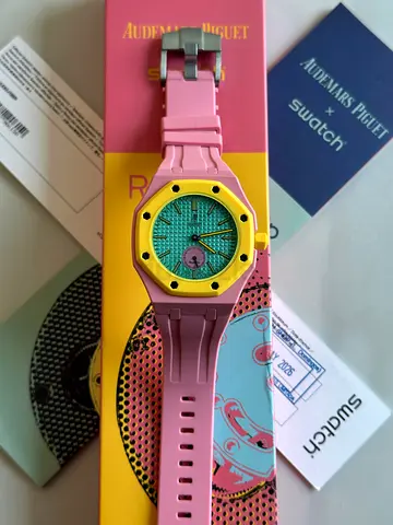 Audemars Piguet x Swatch Pink Yellow Turquoise Wristwatch - Unisex Quartz supar mastar