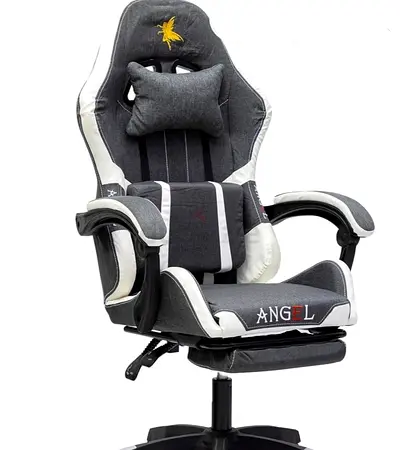 Grey Fabric Gaming/Office Chair with Footrest and Lumbar Support