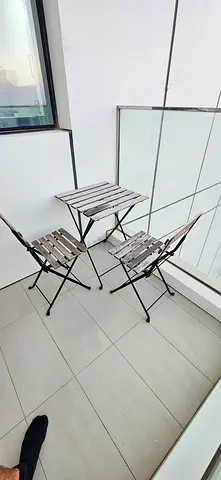 Wooden Folding Bistro Table and Two Chairs - Compact Outdoor Set