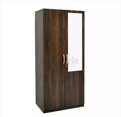 Dark brown 2-door wardrobe with mirror - excellent condition