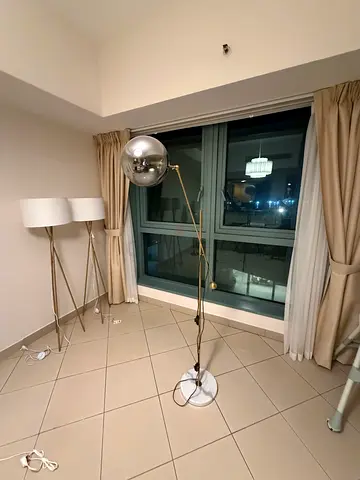 Chrome arc floor lamp with globe shade - modern standing lamp