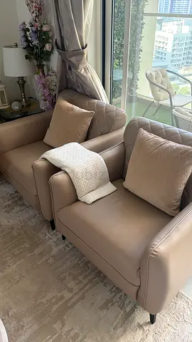 Light brown two-seater and three-seater sofa set — good condition