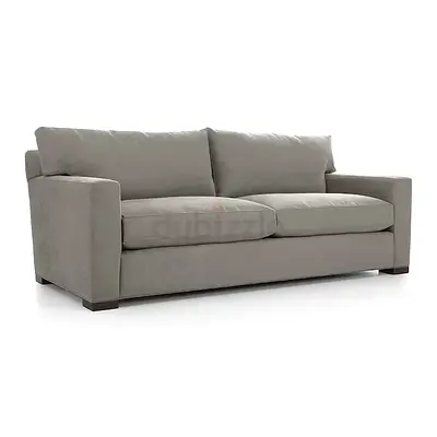 Crate and Barrel AXIS II Nickel Grey 3-Seater Sofa with Cushioned Arms and Back