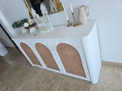 White Rattan Front Sideboard / Buffet Cabinet
