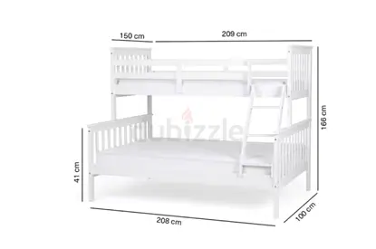 White Wooden Bunk Bed with Double Base - Good Condition
