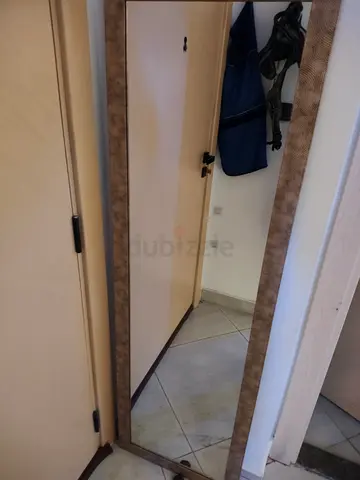 Full-length Standing Mirror with Brown Textured Frame - Flawless Condition