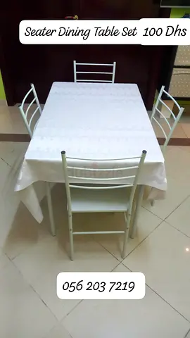 4-Seater Metal Dining Table with Chairs - Good Condition