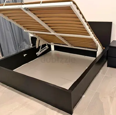 Ikea hydraulic queen size bed frame with storage inside full bed and with Ikea pocket sprung  mattre