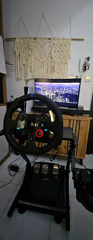 Full Racing set From Logitech G923 Racing Wheel + Pedals + paddle shifters + Stand + Gear shifter