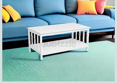 ChooChoo Farmhouse Coffee Table, Pure White Living Room Table with Shelf, 40 Inch