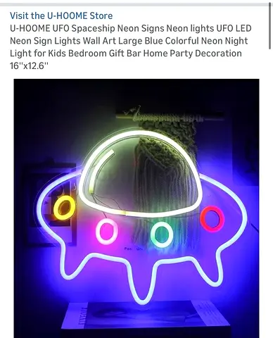 U-HOOME UFO Spaceship LED Neon Sign Wall Decor